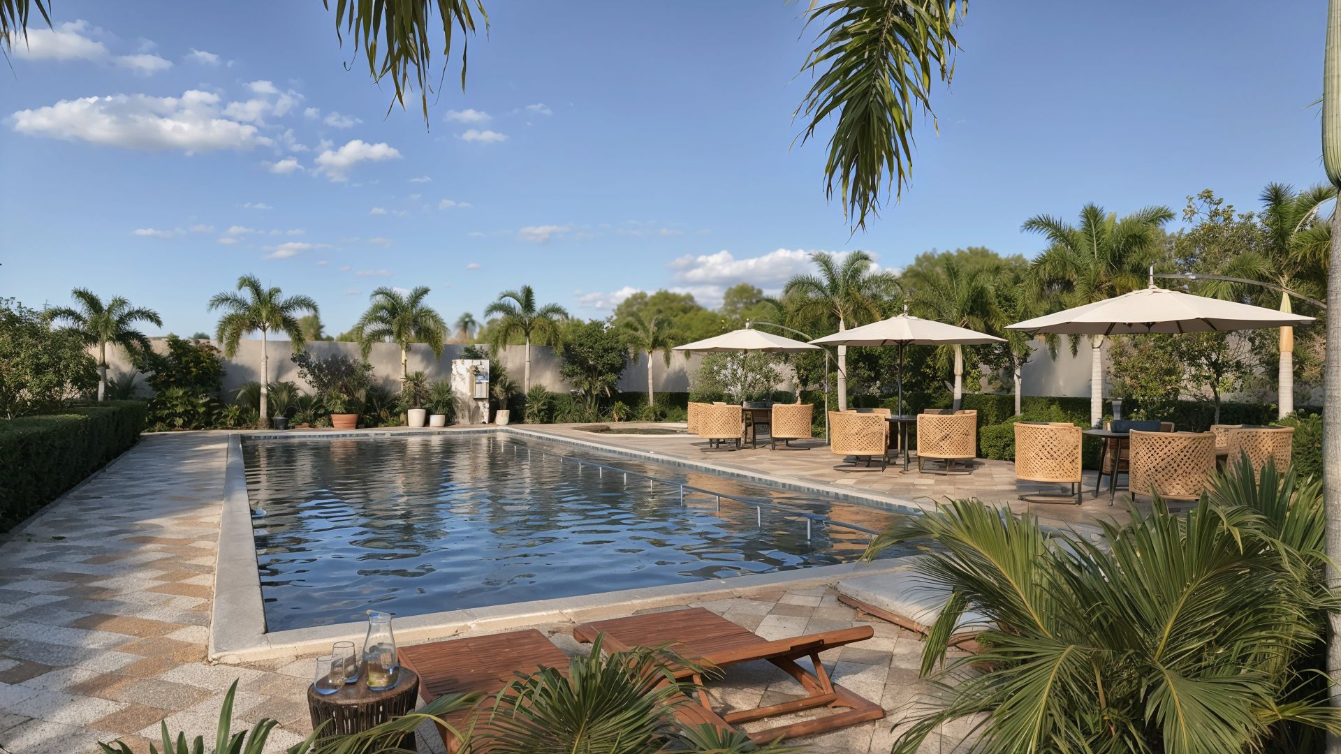 Área de lazer com piscina de alto padrão da Domo Construtora
